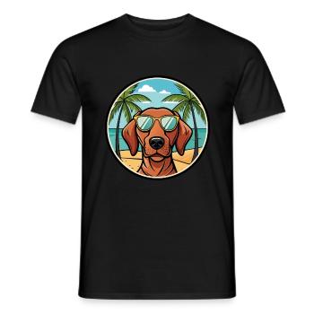 Vizsla à poil dur race de chien dessin animé lunettes de soleil plage - T-shirt homme - noir - Devant - AI Model Male 178 light (178cm)