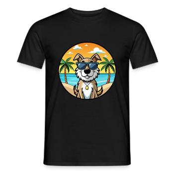 Slovensky Cuvac Chien Race Dessin Animé Lunettes de Soleil Plage - T-shirt homme - noir - Devant - AI Model Male 178 light (178cm)