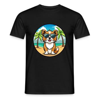 Épagneul tibétain race chien dessin animé lunettes de soleil plage - T-shirt homme - noir - Devant - AI Model Male 178 light (178cm)