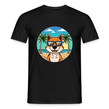 Taigan Kyrgyz Taighany Dog Breed Cartoon Beach - Men's T-Shirt - black - Front - AI Model Male 178 light (178cm)