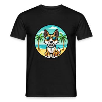 Toy Fox Terrier Chien Race Dessin Animé Lunettes De Soleil Plage - T-shirt homme - noir - Devant - AI Model Male 178 light (178cm)
