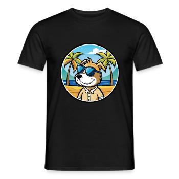 Sporting Lucas Terrier Chien Race Dessin Animé Plage - T-shirt homme - noir - Devant - AI Model Male 178 light (178cm)