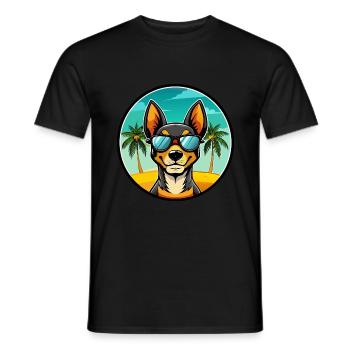 Spielzeug Manchester Terrier Hunderasse Cartoon Strand - Männer T-Shirt - Schwarz - Vorne - AI Model Male 178 light (178cm)