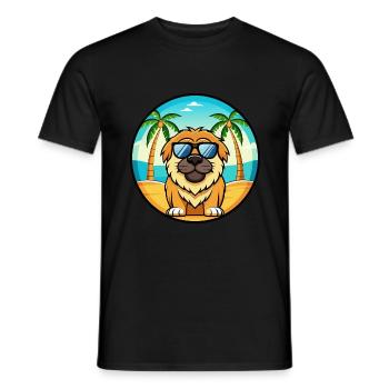 Tibetische Dogge Hunderasse Cartoon Sonnenbrille Strand - Männer T-Shirt - Schwarz - Vorne - AI Model Male 178 light (178cm)