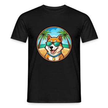 Shikoku Dog Breed Cartoon Sunglasses Beach - Men's T-Shirt - black - Front - AI Model Male 178 light (178cm)