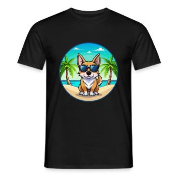 Suédois Vallhund Race Chien Dessin Animé Lunettes De Soleil Plage - T-shirt homme - noir - Devant - AI Model Male 178 light (178cm)