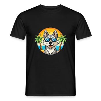 Chien d’élan suédois race dessin animé lunettes de soleil plage - T-shirt homme - noir - Devant - AI Model Male 178 light (178cm)