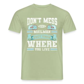 Postbote Zustellung Briefbote Bote - Männer T-Shirt - Sage - Vorne - AI Model Male 178 light (178cm)