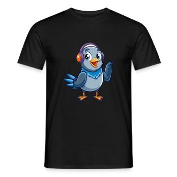 Taube Lustige Zeichentrickfigur Kopfhörer Musik - Männer T-Shirt - Schwarz - Vorne - AI Model Male 178 light (178cm)