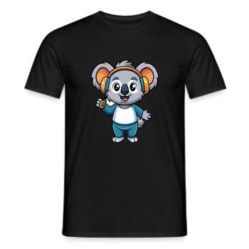 Koala Lustige Cartoon Figur Kopfhörer Musik - Männer T-Shirt - Schwarz - Vorne - AI Model Male 178 light (178cm)