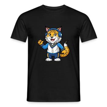 Lynx Funny Cartoon Character Musique de casque - T-shirt homme - noir - Devant - AI Model Male 178 light (178cm)