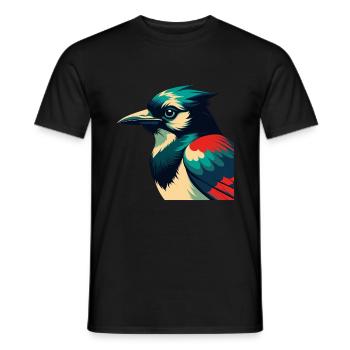 Blue Jay Cartoon Character Colorful Pet Animal - Men's T-Shirt - black - Front - AI Model Male 178 light (178cm)
