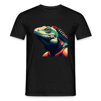 Iguana Cartoon Character Colorful Pet Animal - Men's T-Shirt - black - Front - AI Model Male 178 light (178cm)