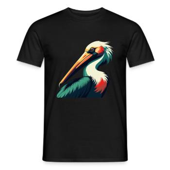 Pélican Dessin animé Personnage Animal de compagnie coloré - T-shirt homme - noir - Devant - AI Model Male 178 light (178cm)