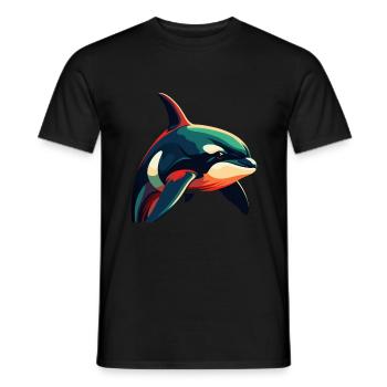 Orca Cartoon-Figur Buntes Haustier - Männer T-Shirt - Schwarz - Vorne - AI Model Male 178 light (178cm)