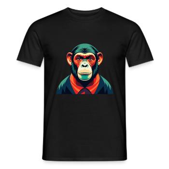Chimpanzé Dessin animé Personnage Animal de compagnie coloré - T-shirt homme - noir - Devant - AI Model Male 178 light (178cm)