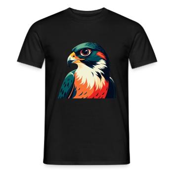 Falcon Cartoon Character Colorful Pet Animal - Men's T-Shirt - black - Front - AI Model Male 178 light (178cm)
