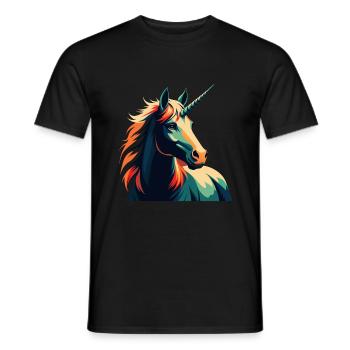 Licorne Dessin animé Personnage Animal de compagnie coloré - T-shirt homme - noir - Devant - AI Model Male 178 light (178cm)