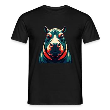 Hippo Cartoon Character Colorful Pet Animal - Men's T-Shirt - black - Front - AI Model Male 178 light (178cm)