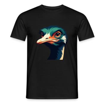 Ostrich Cartoon Character Colorful Pet Animal - Men's T-Shirt - black - Front - AI Model Male 178 light (178cm)