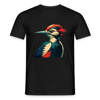 Specht Zeichentrickfigur Buntes Haustier Tier - Männer T-Shirt - Schwarz - Vorne - AI Model Male 178 light (178cm)
