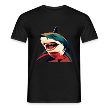 Requin Dessin Animé Personnage Animal De Compagnie Coloré - T-shirt homme - noir - Devant - AI Model Male 178 light (178cm)