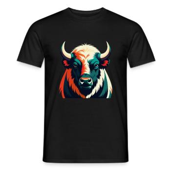 Buffalo Cartoon Character Colorful Pet Animal - Men's T-Shirt - black - Front - AI Model Male 178 light (178cm)