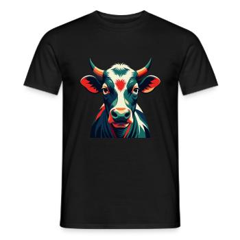Kuh Cartoon Figur Buntes Haustier Tier - Männer T-Shirt - Schwarz - Vorne - AI Model Male 178 light (178cm)