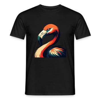 Flamingo Cartoon Character Colorful Pet Animal - Men's T-Shirt - black - Front - AI Model Male 178 light (178cm)