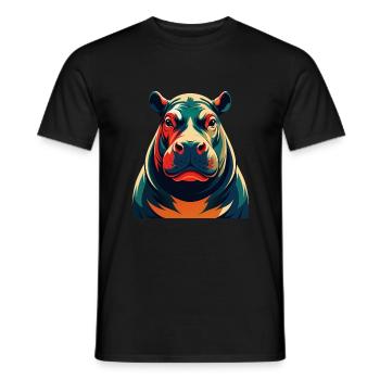 Hippo Cartoon Character Colorful Pet Animal - Men's T-Shirt - black - Front - AI Model Male 178 light (178cm)
