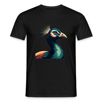Paon Dessin Animé Personnage Animal Coloré Animal De Compagnie - T-shirt homme - noir - Devant - AI Model Male 178 light (178cm)