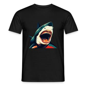 requin dessin animé personnage animal de compagnie coloré - T-shirt homme - noir - Devant - AI Model Male 178 light (178cm)