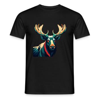 Elch Zeichentrickfigur Buntes Haustier Tier - Männer T-Shirt - Schwarz - Vorne - AI Model Male 178 light (178cm)