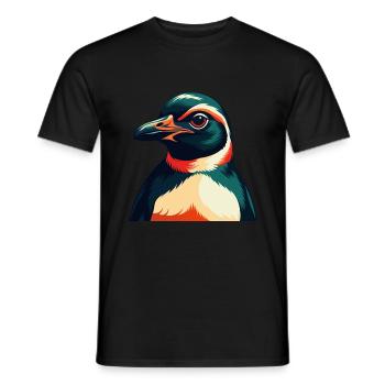 Pinguin Zeichentrickfigur Buntes Haustier Tier - Männer T-Shirt - Schwarz - Vorne - AI Model Male 178 light (178cm)