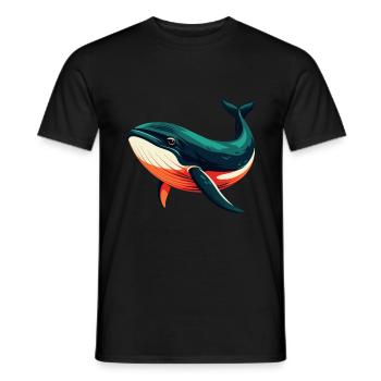baleine dessin animé personnage animal de compagnie coloré - T-shirt homme - noir - Devant - AI Model Male 178 light (178cm)