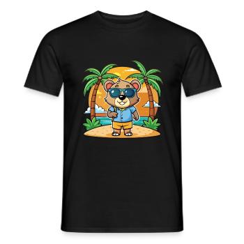 Ours Dessin Animé Drôle Été Plage Lunettes de Soleil - T-shirt homme - noir - Devant - AI Model Male 178 light (178cm)