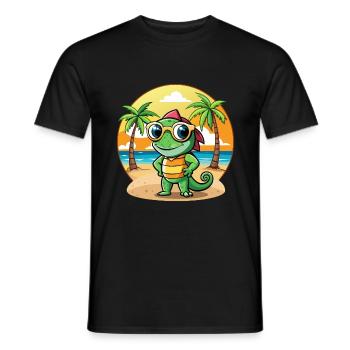 Chameleon Funny Cartoon Summer Beach Sunglasses - Men's T-Shirt - black - Front - AI Model Male 178 light (178cm)