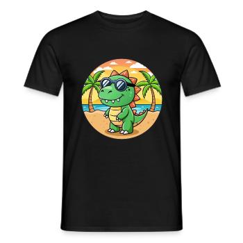 Dinosaur Funny Cartoon Summer Beach Sunglasses - Men's T-Shirt - black - Front - AI Model Male 178 light (178cm)