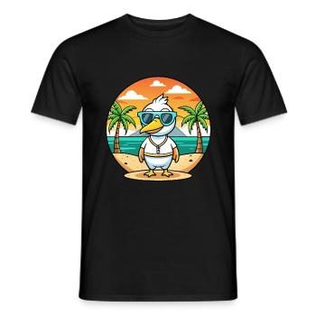 Lunettes de soleil de plage d’été de dessin animé drôle d’oie - T-shirt homme - noir - Devant - AI Model Male 178 light (178cm)
