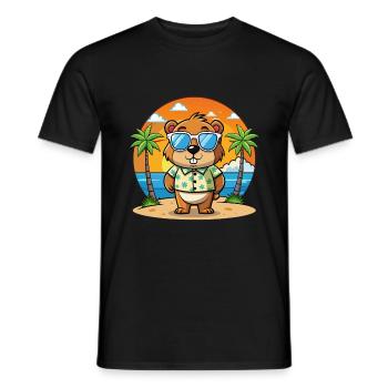 Groundhog Funny Cartoon Summer Beach Sunglasses - Men's T-Shirt - black - Front - AI Model Male 178 light (178cm)
