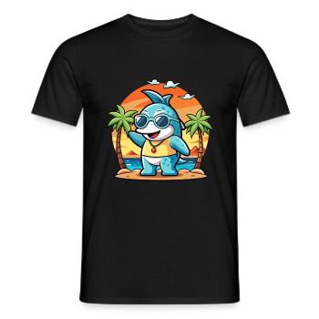 Dolphin Funny Cartoon Summer Beach Sunglasses - Men's T-Shirt - black - Front - AI Model Male 178 light (178cm)