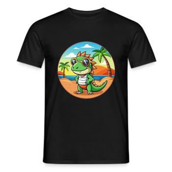 Iguana Funny Cartoon Summer Beach Sunglasses - Men's T-Shirt - black - Front - AI Model Male 178 light (178cm)
