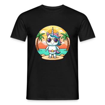 Unicorn Funny Cartoon Summer Beach Sunglasses - Men's T-Shirt - black - Front - AI Model Male 178 light (178cm)