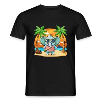 Elephant Funny Cartoon Summer Beach Sunglasses - Men's T-Shirt - black - Front - AI Model Male 178 light (178cm)