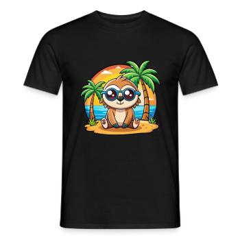 Sloth Funny Cartoon Summer Beach Sunglasses - Men's T-Shirt - black - Front - AI Model Male 178 light (178cm)