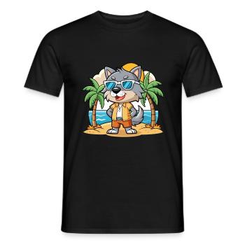 Wolf Funny Cartoon Summer Beach Sunglasses - Men's T-Shirt - black - Front - AI Model Male 178 light (178cm)