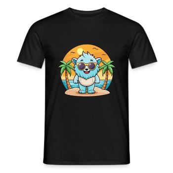 Yeti Funny Cartoon Summer Beach Sunglasses - Men's T-Shirt - black - Front - AI Model Male 178 light (178cm)