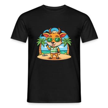 Lunettes de soleil de plage d’été de dessin animé drôle d’antilope - T-shirt homme - noir - Devant - AI Model Male 178 light (178cm)
