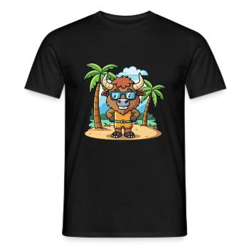 Bison Lustige Cartoon Sommer Strand Sonnenbrille - Männer T-Shirt - Schwarz - Vorne - AI Model Male 178 light (178cm)