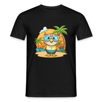 Eule Lustige Cartoon Sommer Strand Sonnenbrille - Männer T-Shirt - Schwarz - Vorne - AI Model Male 178 light (178cm)
